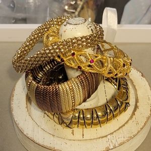 4 Beautiful Gold Stretch Bracelets